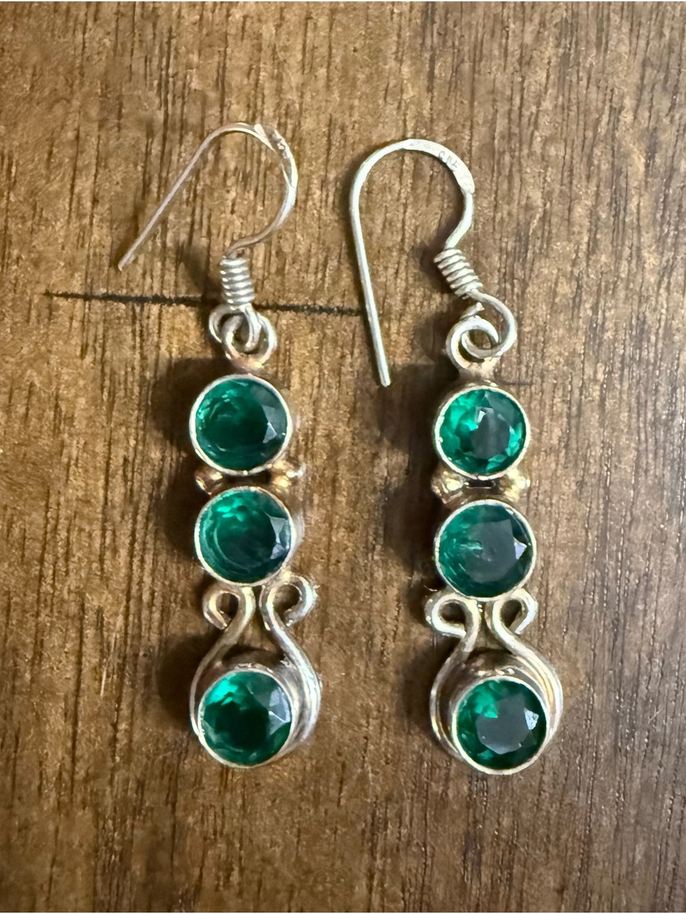 Green Topaz Dangle Sterling Earrings - Women Jewelry
